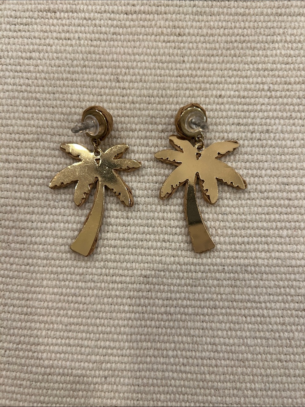 Woven Palm Tree Drop Earrings - Natural Tan - Picture 2 of 5
